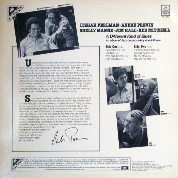 Itzhak Perlman - A Different Kind Of Blues (An Album Of Jazz Composed By André Previn) | Near Mint (NM) Near Mint (NM)