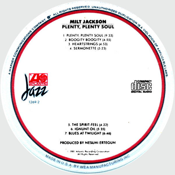 Milt Jackson - Plenty, Plenty Soul (CD) | Near Mint (NM) Near Mint (NM)