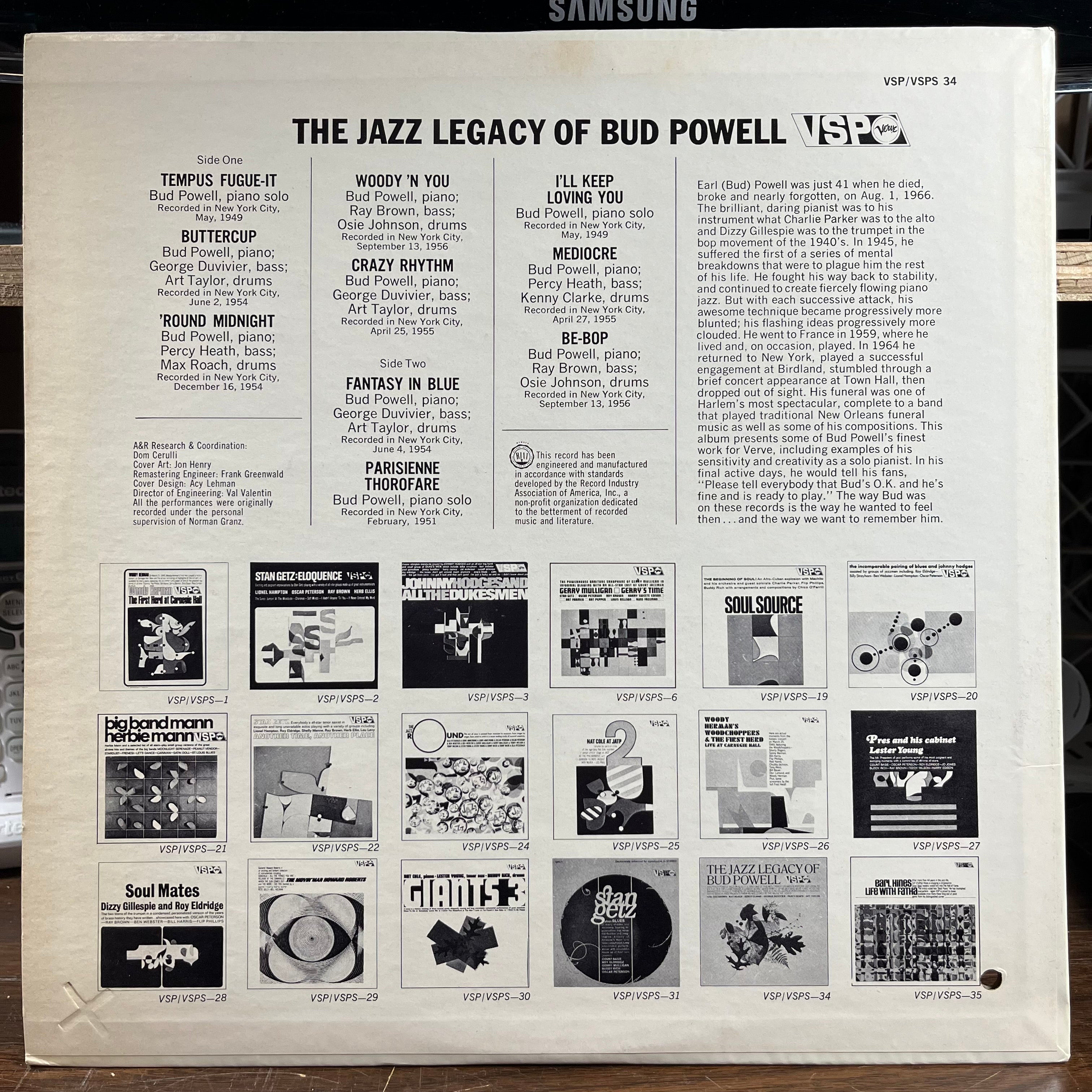 Bud Powell - The Jazz Legacy Of Bud Powell (VINYL) | Near Mint (NM) Near Mint (NM)