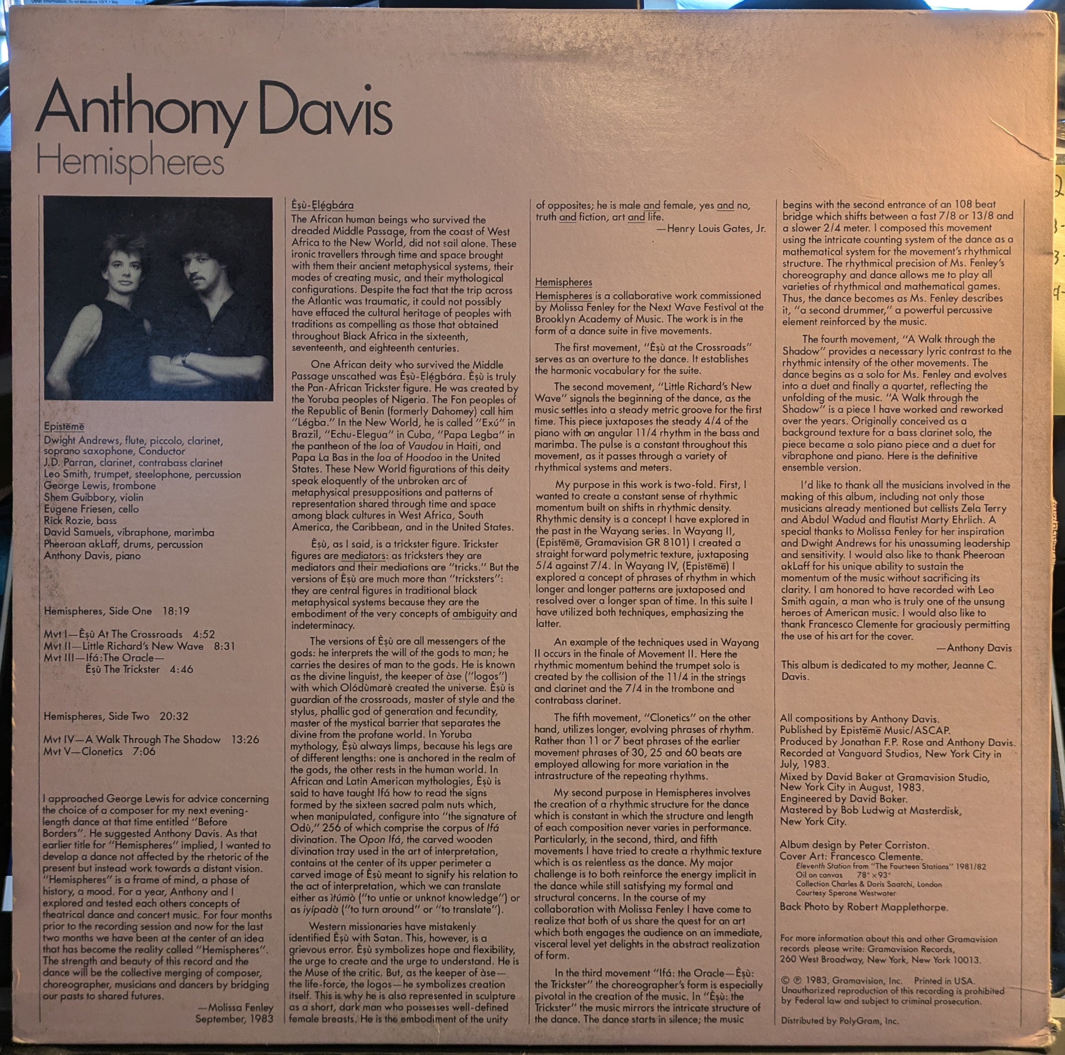 Anthony Davis (2) - Hemispheres (VINYL) | Near Mint (NM) Near Mint (NM)