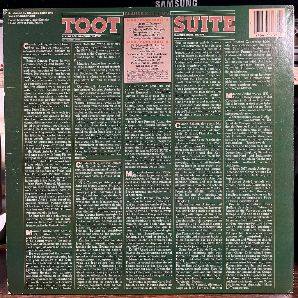 Maurice André - Bolling: Toot Suite (LP) | Near Mint (NM) Excellent+ (EX+)