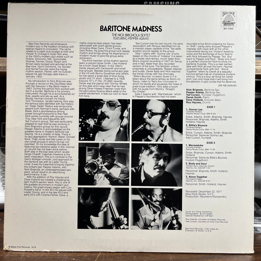 The Nick Brignola Sextet - Baritone Madness (VINYL) | Near Mint (NM) Near Mint- (NM-)