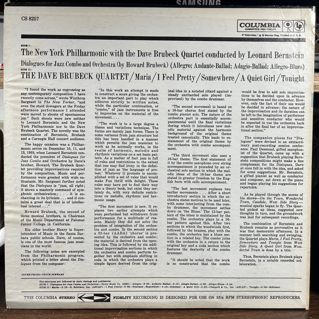 The Dave Brubeck Quartet - Music From "West Side Story" And Other Works (LP) | Near Mint (NM) Excellent+ (EX+)