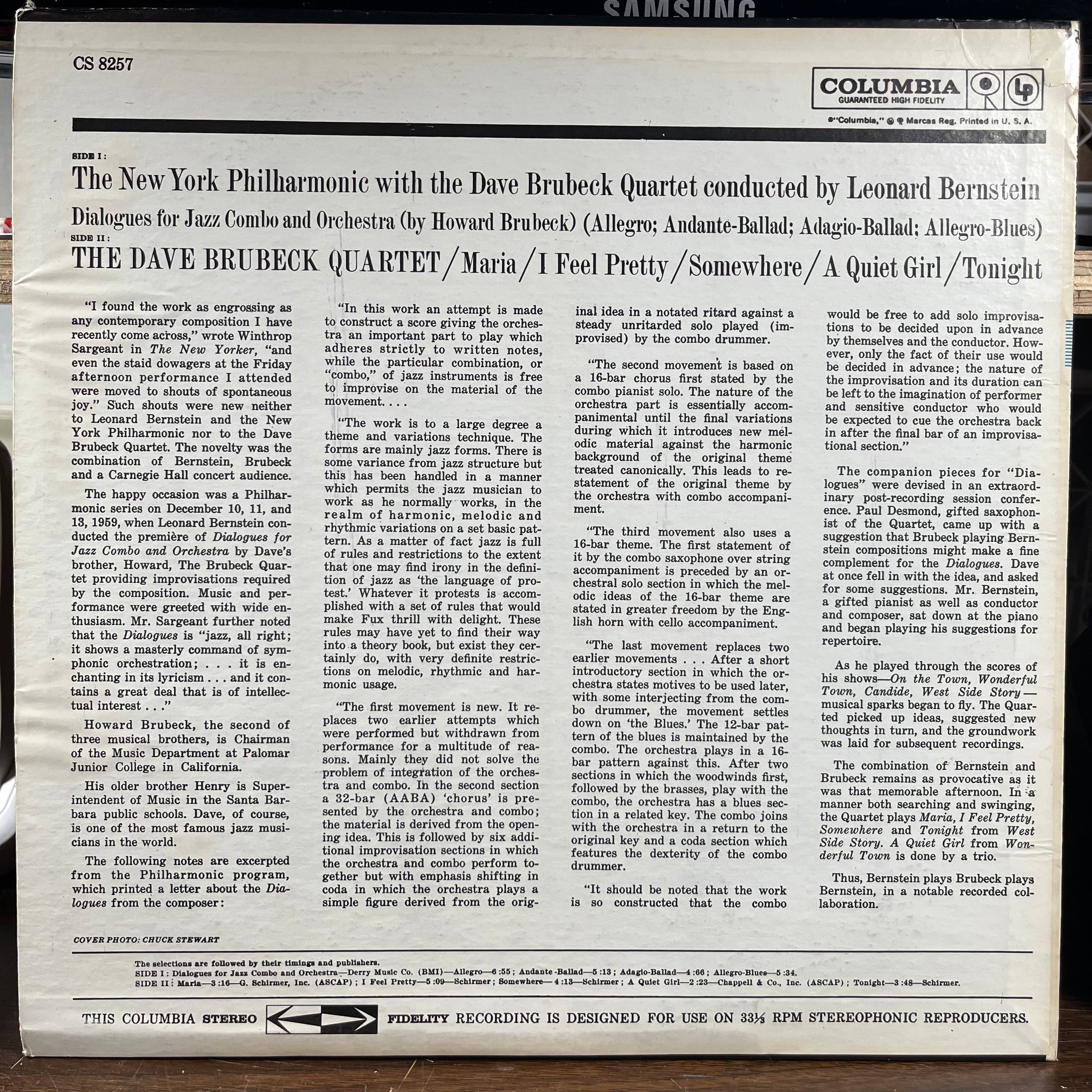 The Dave Brubeck Quartet - Music From "West Side Story" And Other Works (LP) | Near Mint (NM) Excellent+ (EX+)
