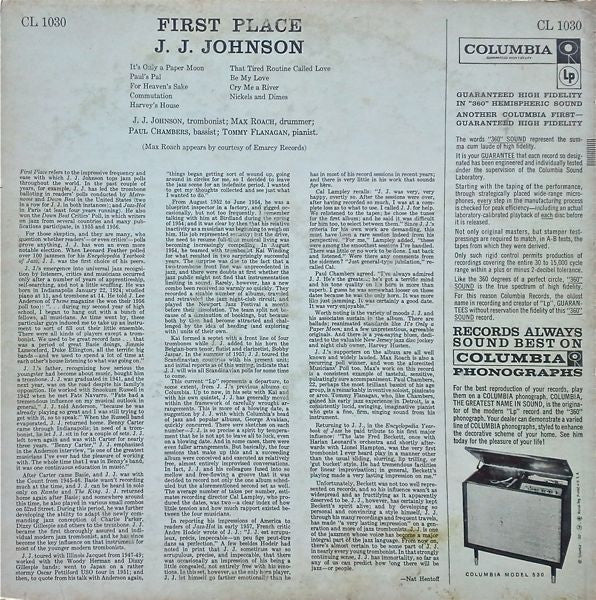 J.J. Johnson - First Place | Very Good Plus (VG+) Very Good (VG)