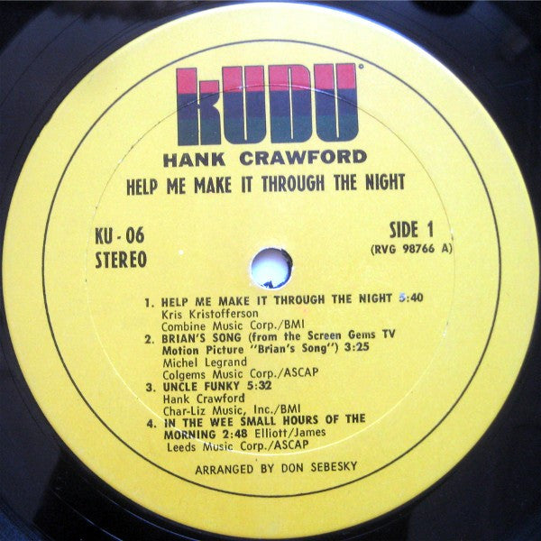 Hank Crawford - Help Me Make It Through The Night | Very Good Plus (VG+) Excellent (EX)