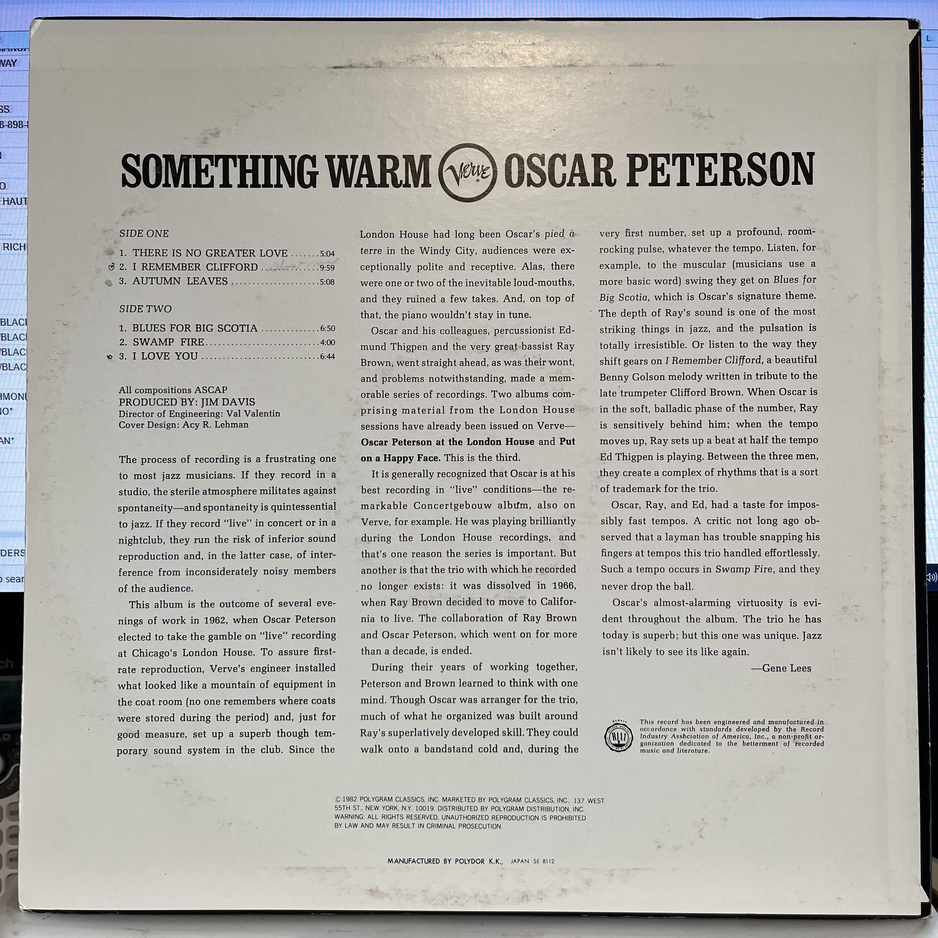Oscar Peterson - Something Warm *JAPAN* | Very Good Plus (VG+) Excellent (EX)