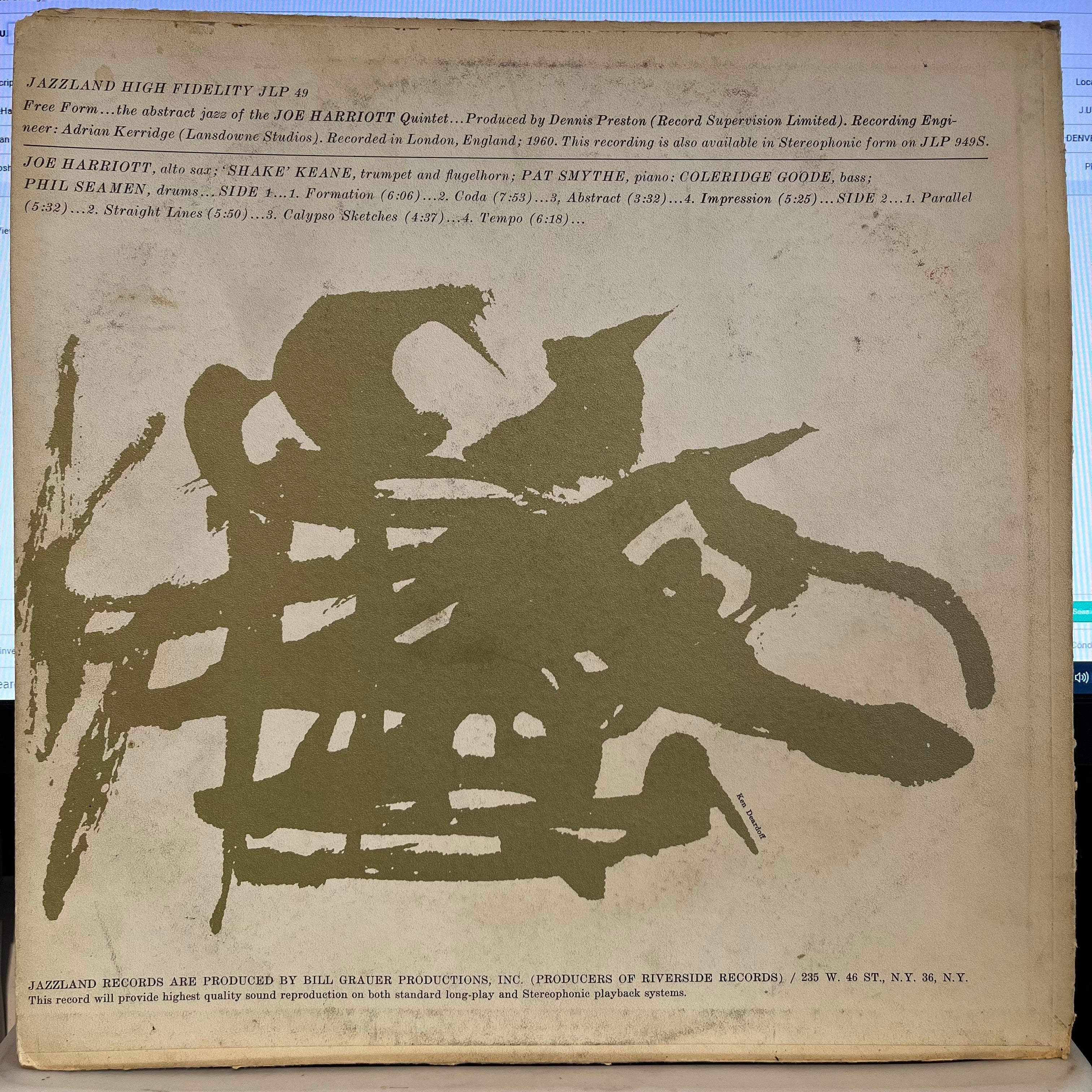 Joe Harriott Quintet - Free Form | Very Good (VG) Good Plus (G+)