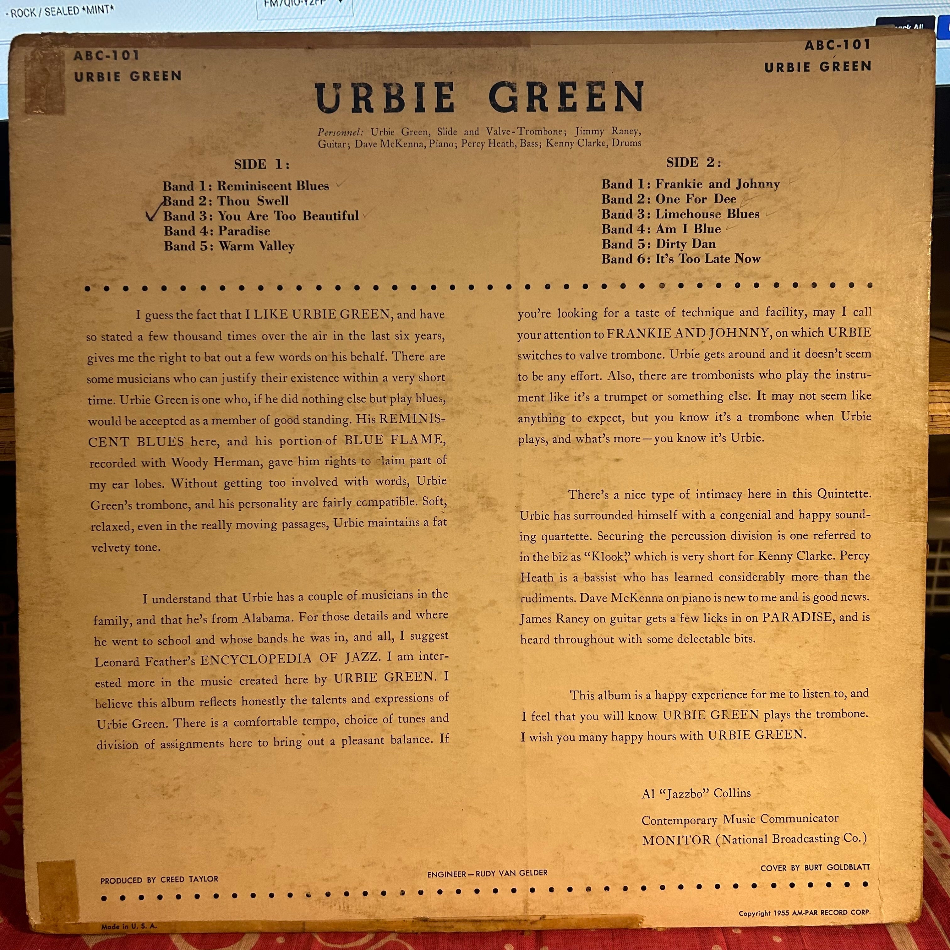 Urbie Green - Blues And Other Shades Of Green | Very Good (VG) Very Good (VG)