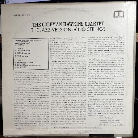 Coleman Hawkins Quartet - The Coleman Hawkins Quartet Play The Jazz Version Of No Strings (VINYL) | Very Good (VG) Very Good (VG)