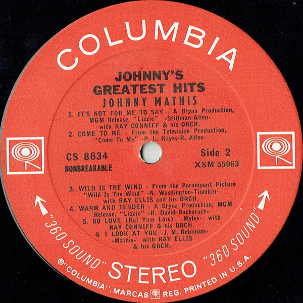Johnny Mathis - Johnny's Greatest Hits | Very Good Plus (VG+) Near Mint (NM)