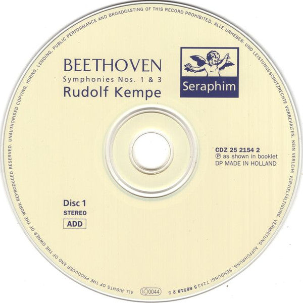 Ludwig van Beethoven, Rudolf Kempe - Symphonies Nos. 1 ⬥ 3 "Eroica" ⬥ 5 (CD) | Near Mint (NM) Near Mint (NM)