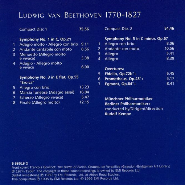 Ludwig van Beethoven, Rudolf Kempe - Symphonies Nos. 1 ⬥ 3 "Eroica" ⬥ 5 (CD) | Near Mint (NM) Near Mint (NM)
