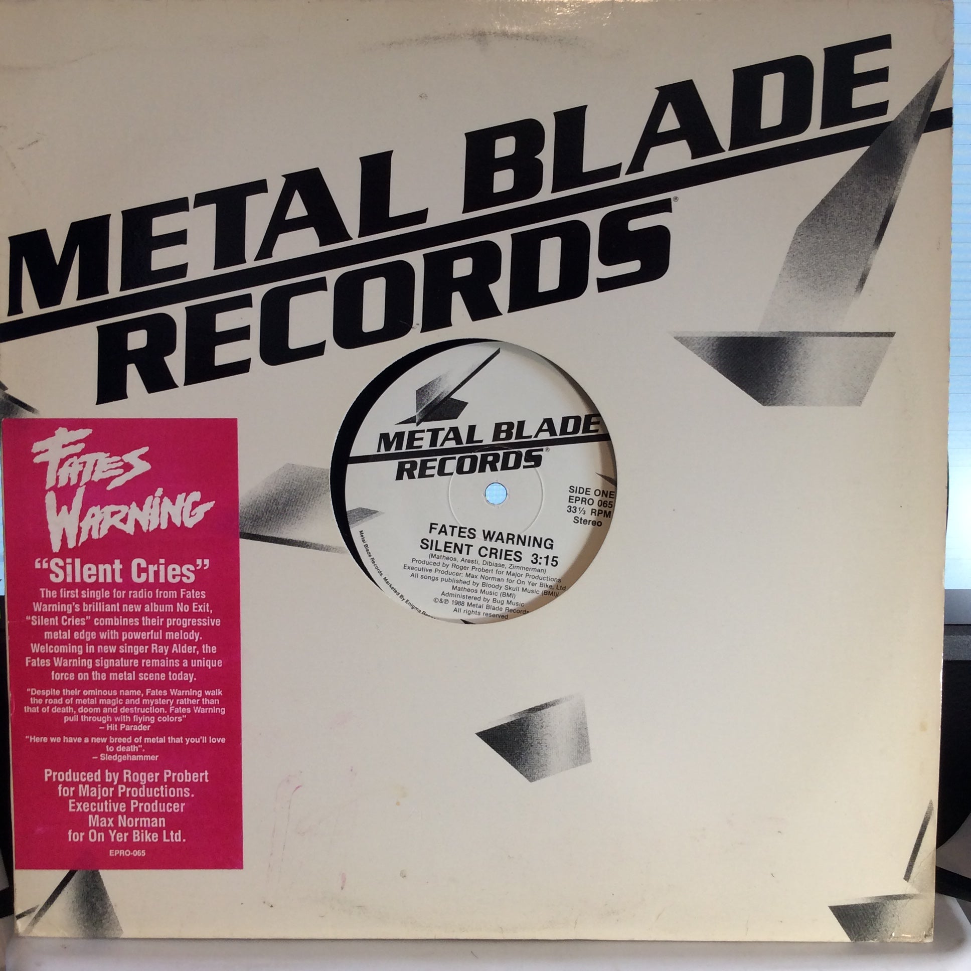 Fates Warning - Silent Cries (VINYL) | Excellent (EX) Very Good Plus (VG+)
