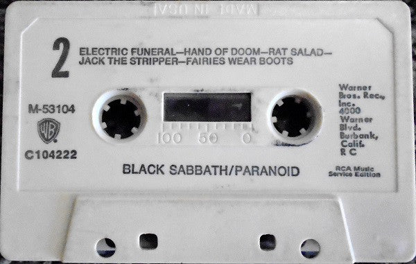 Black Sabbath - Paranoid (CASSETTE) | Excellent (EX) Excellent (EX)