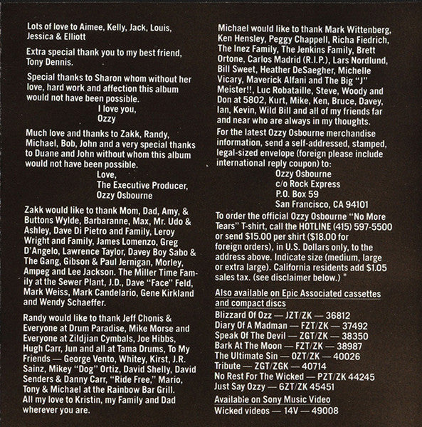 Ozzy Osbourne - No More Tears (CD) | Near Mint- (NM-)