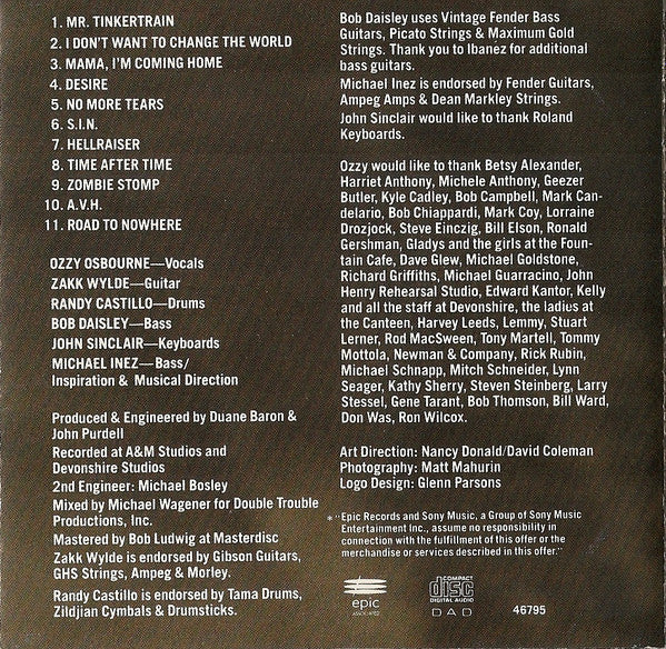 Ozzy Osbourne - No More Tears (CD) | Near Mint- (NM-)