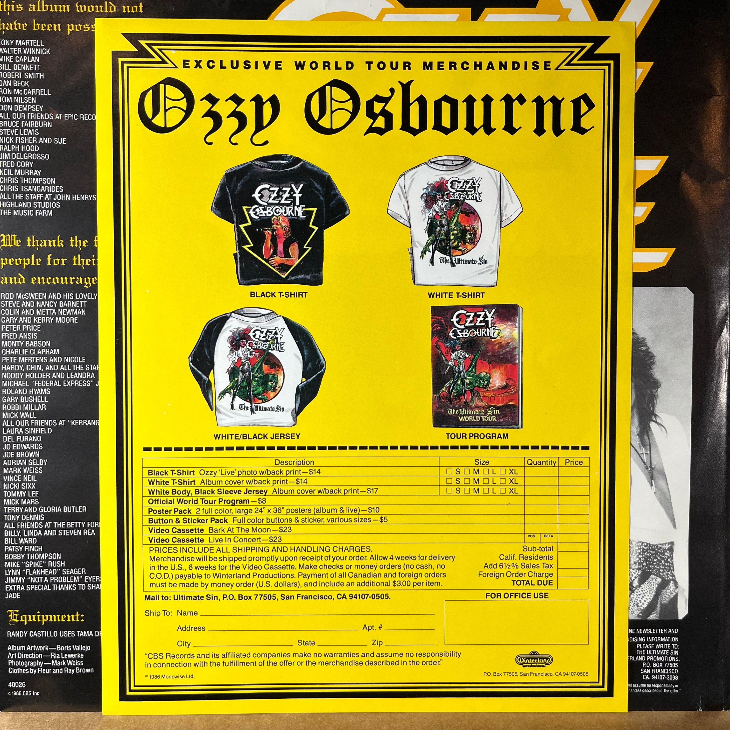 Ozzy Osbourne - The Ultimate Sin (VINYL) | Near Mint (NM or M-) Excellent+ (EX+)