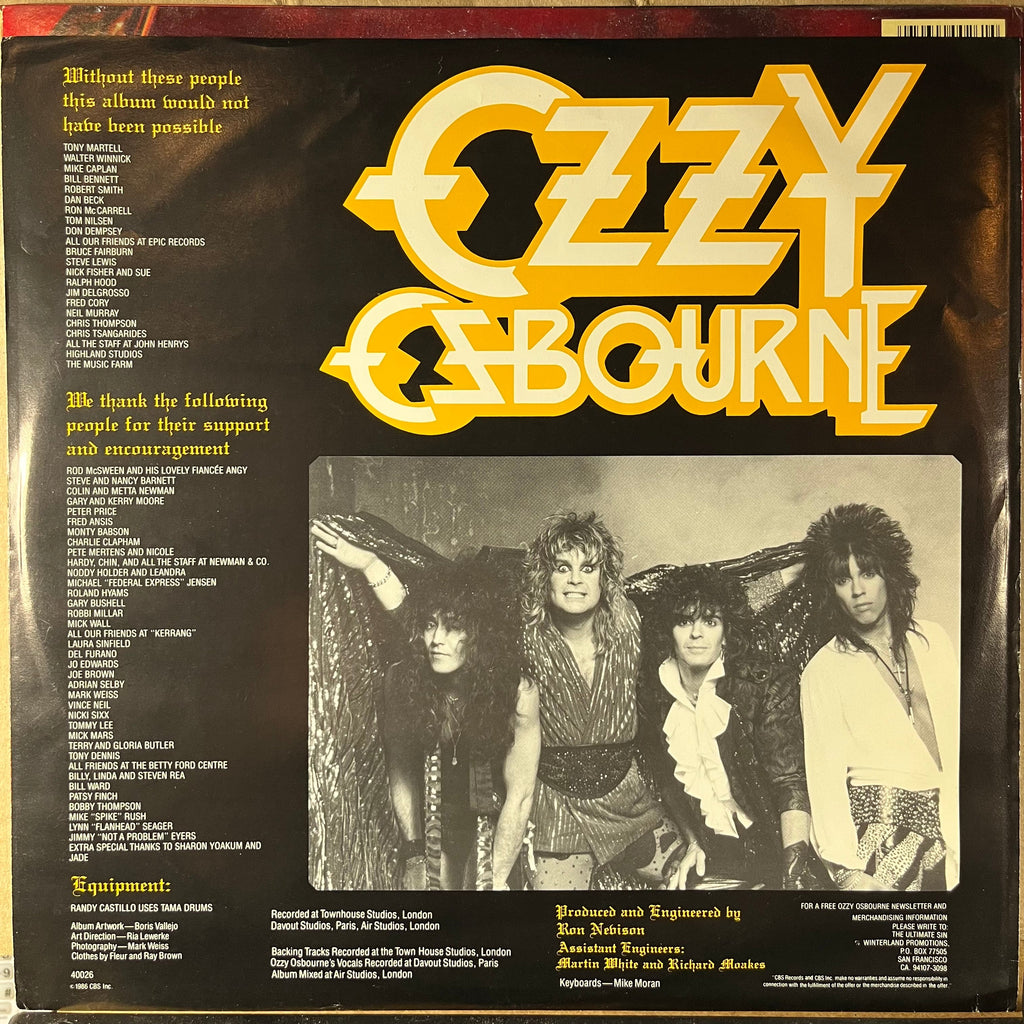 Ozzy Osbourne - The Ultimate Sin (VINYL) | Near Mint (NM or M-) Excellent+ (EX+)