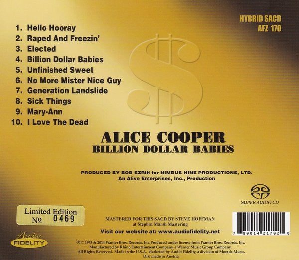 Alice Cooper - Billion Dollar Babies (SACD) | Near Mint (NM or M-)