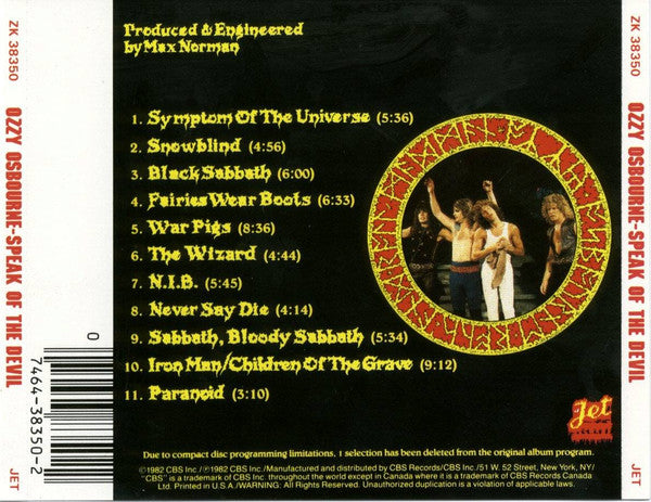 Ozzy Osbourne - Speak Of The Devil (CD) | Near Mint (NM) Near Mint (NM)
