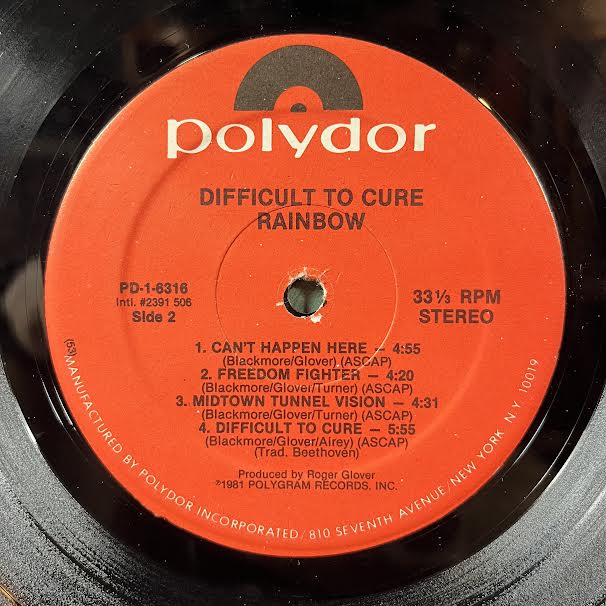 Rainbow - Difficult To Cure (VINYL) | Excellent (EX)