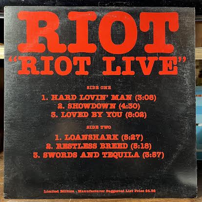 Riot (4) - Riot Live (VINYL) | Near Mint (NM or M-) Excellent+ (EX+)