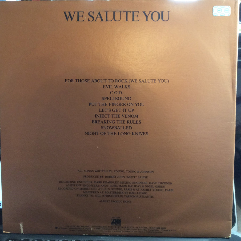 AC/DC - For Those About To Rock (We Salute You) (VINYL) | Very Good Plus (VG+) Very Good Plus (VG+)