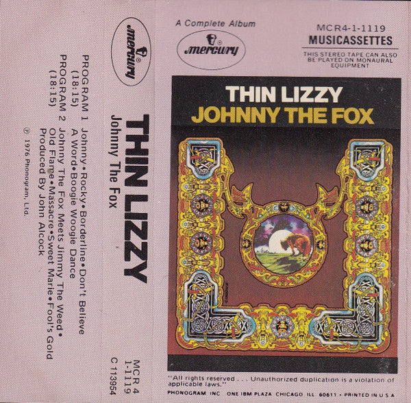Thin Lizzy - Johnny The Fox (CASSETTE) | Very Good (VG) Very Good Plus (VG+)