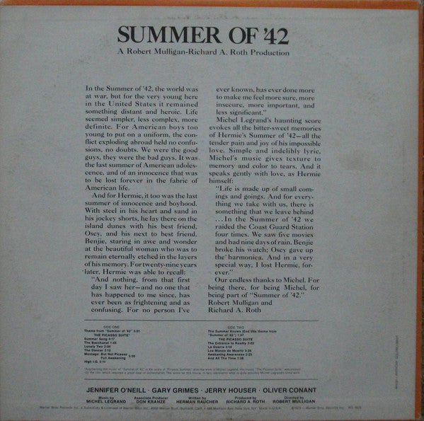 Michel Legrand - Summer Of '42 | Very Good Plus (VG+) Near Mint (NM)
