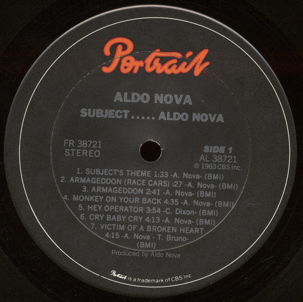 Aldo Nova - Subject.....Aldo Nova | Excellent (EX) Near Mint (NM)