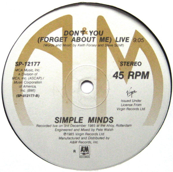 Simple Minds - All The Things She Said / Don't You (Forget About Me) Live (VINYL) | Excellent (EX) Near Mint (NM)