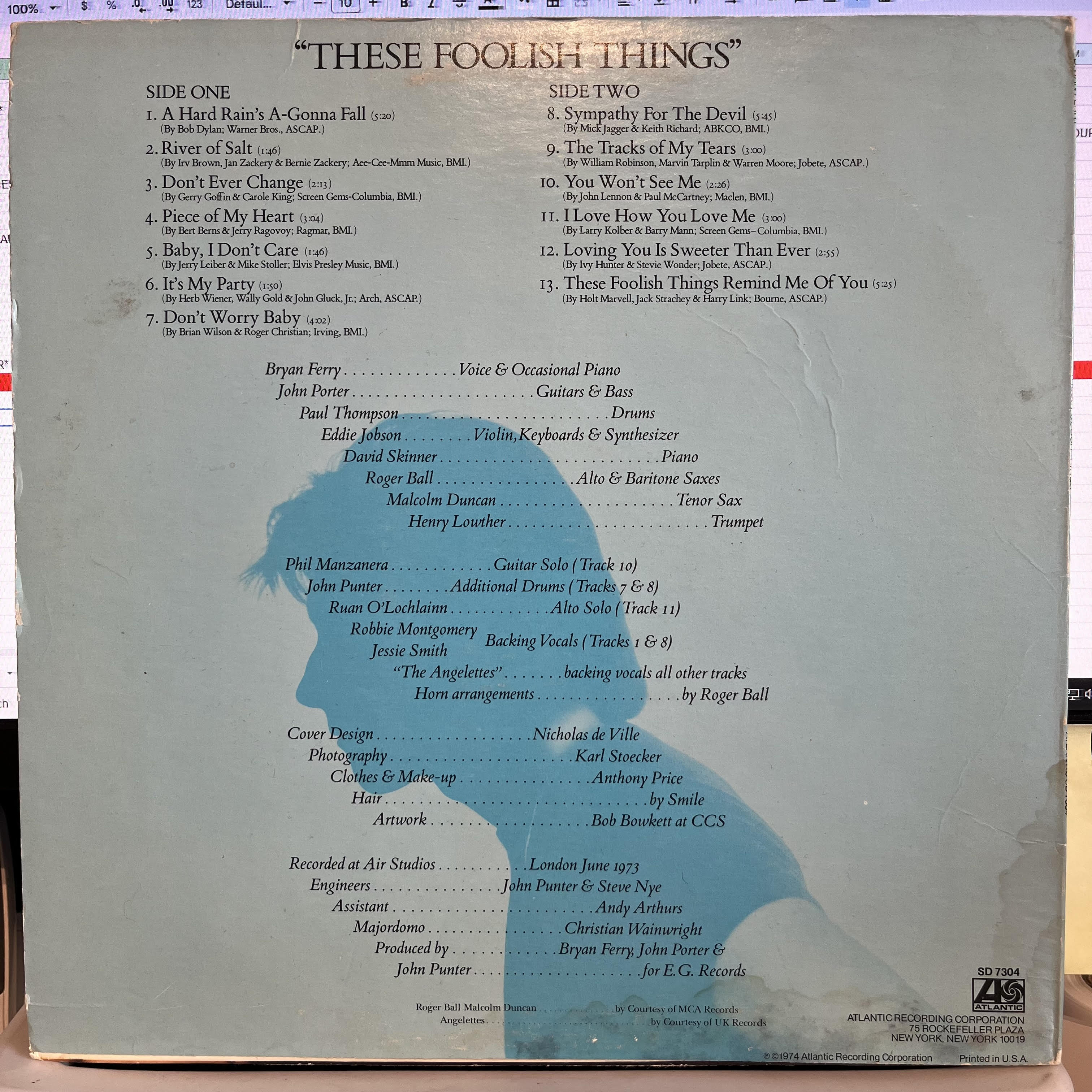 Bryan Ferry - These Foolish Things *MONARCH* | Near Mint (NM) Very Good Plus (VG+)