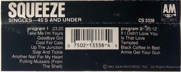 Squeeze (2) - Singles - 45's And Under *CASSETTE* | Near Mint (NM) Near Mint (NM)