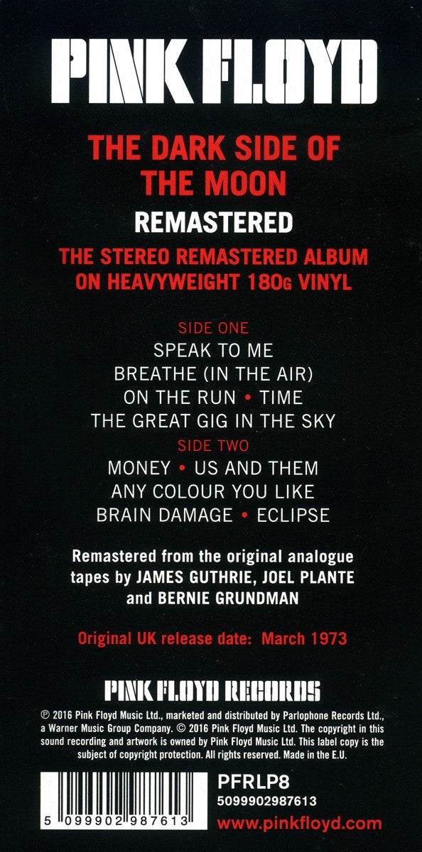Pink Floyd The Dark Side Of The Moon Pink Floyd Records, Pink Floyd Records LP, Album, RE, RM, 180 Mint (M) Mint (M)