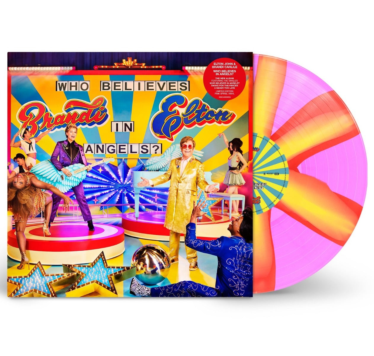 Elton John & Brandi Carlile - Who Believes In Angels? (IEX: PINK & ORANGE SPIRAL VINYL) | Mint (M) Mint (M)