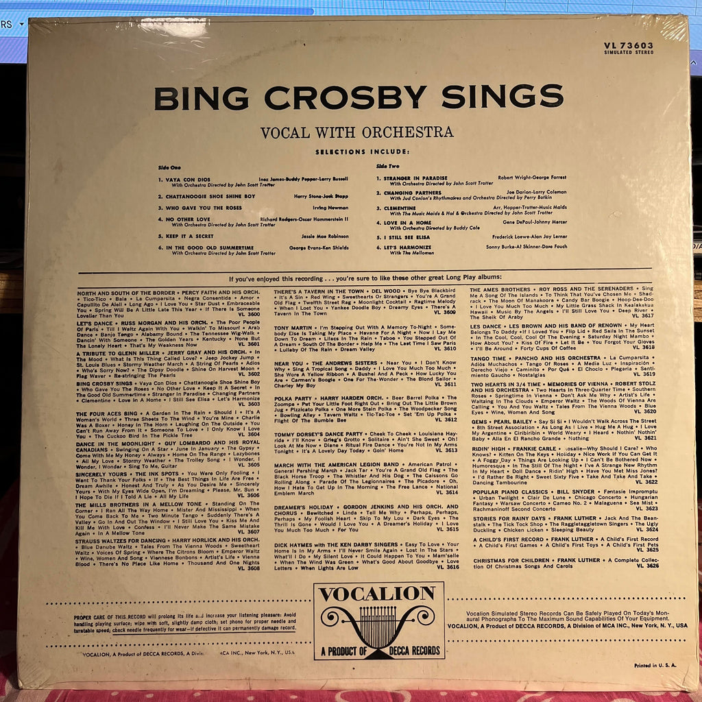 Bing Crosby Sings *SEALED* | Mint (M) Near Mint (NM)