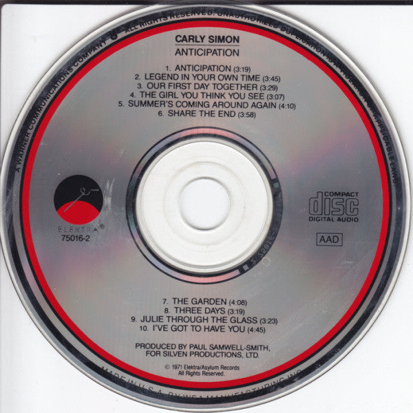 Carly Simon - Anticipation (CD) | Excellent+ (EX+) Excellent+ (EX+)