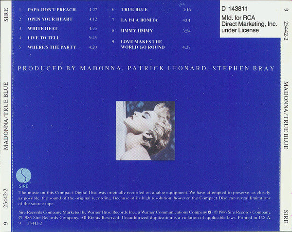Madonna - True Blue (CD) | Excellent (EX) Excellent (EX)