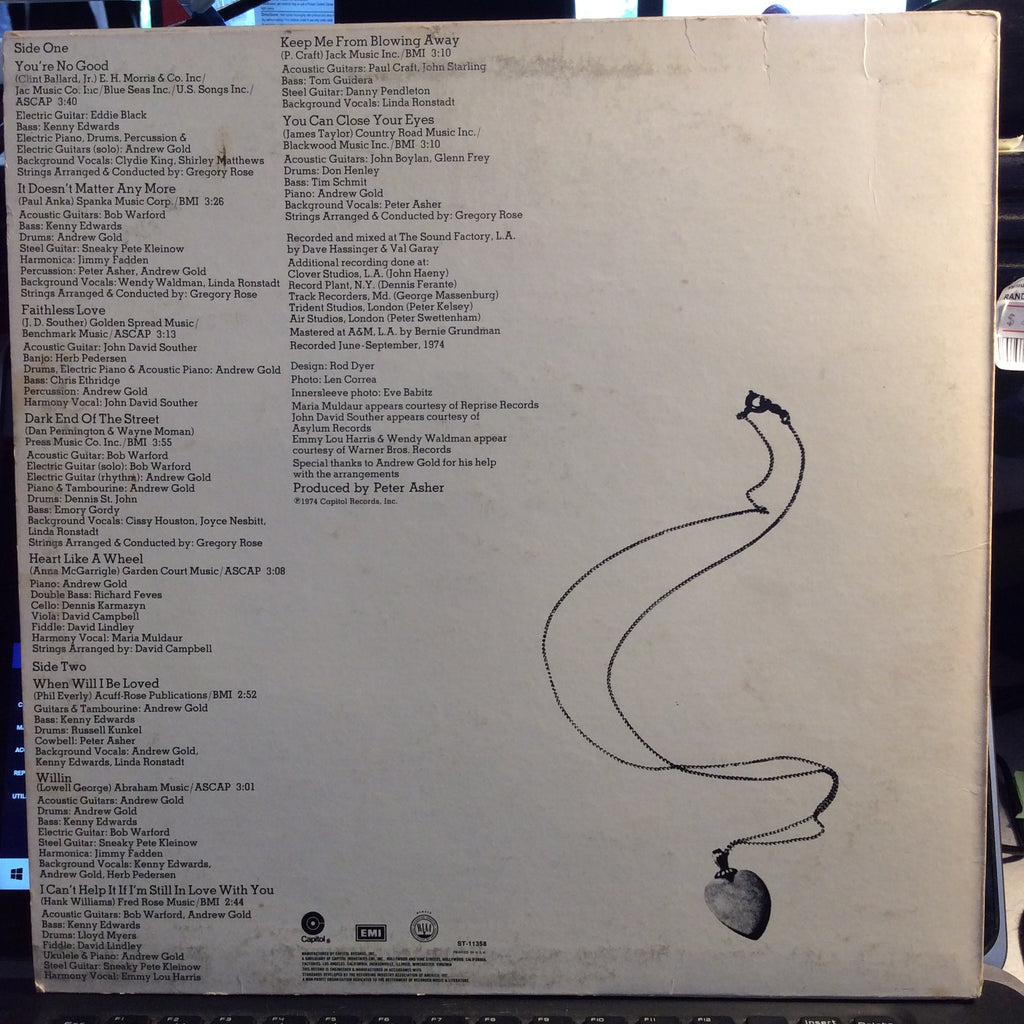 Linda Ronstadt - Heart Like A Wheel (VINYL) | Excellent (EX) Very Good Plus Plus (VG++)