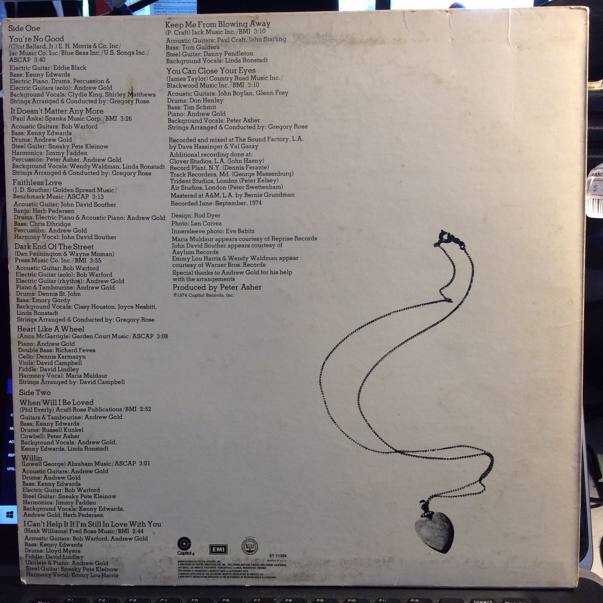 Linda Ronstadt - Heart Like A Wheel (VINYL) | Excellent (EX) Very Good Plus Plus (VG++)