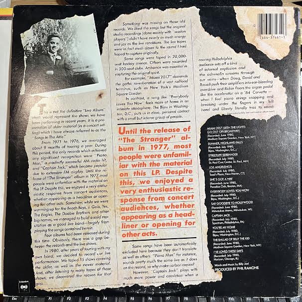 Billy Joel - Songs In The Attic (VINYL) | Excellent (EX) Excellent (EX)