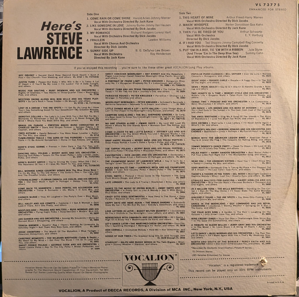 Here's Steve Lawrence | Excellent (EX) Excellent (EX)