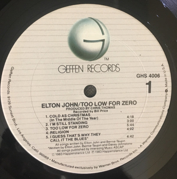 Elton John - Too Low For Zero *CLUB - P* | Near Mint (NM) Excellent (EX)