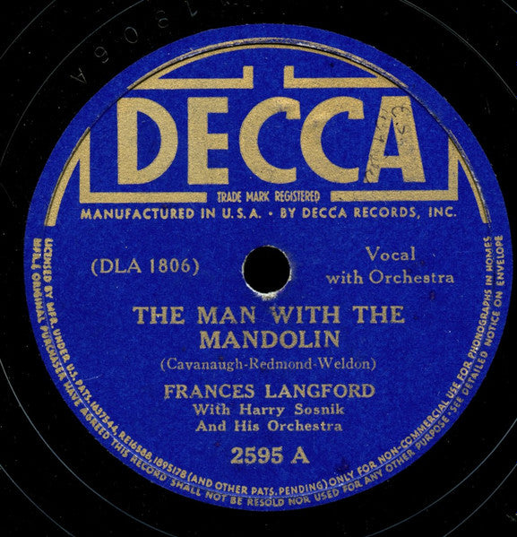 The Man With The Mandolin / Echoes Of Hawaii (78RPM 10" RECORD) | Near Mint (NM) Very Good Plus (VG+)