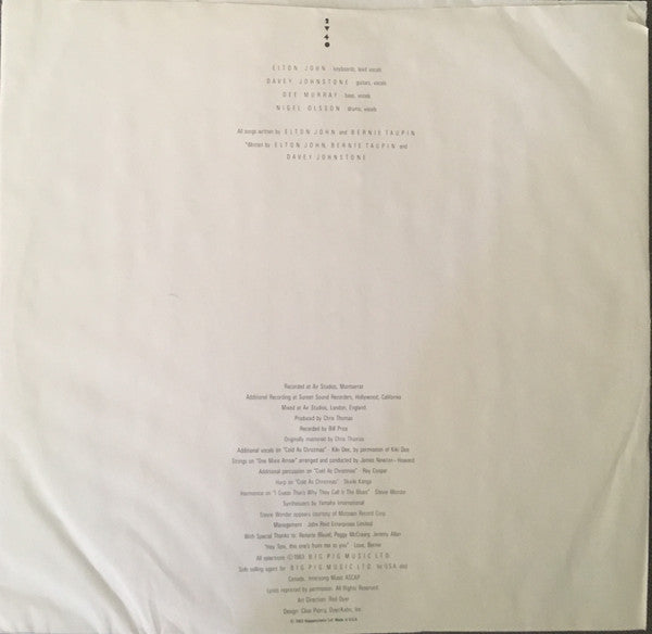 Elton John - Too Low For Zero *CLUB - P* | Near Mint (NM) Excellent (EX)