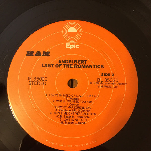 Engelbert Humperdinck - Last Of The Romantics | Near Mint (NM) Near Mint (NM)