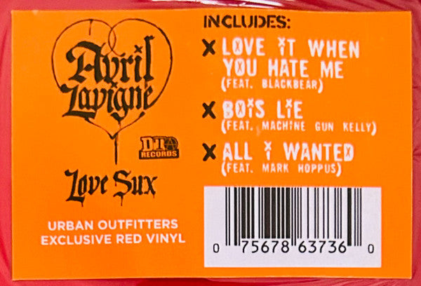 Avril Lavigne - Love Sux (URBAN OUTFITTERS RED VINYL) | Near Mint (NM or M-)
