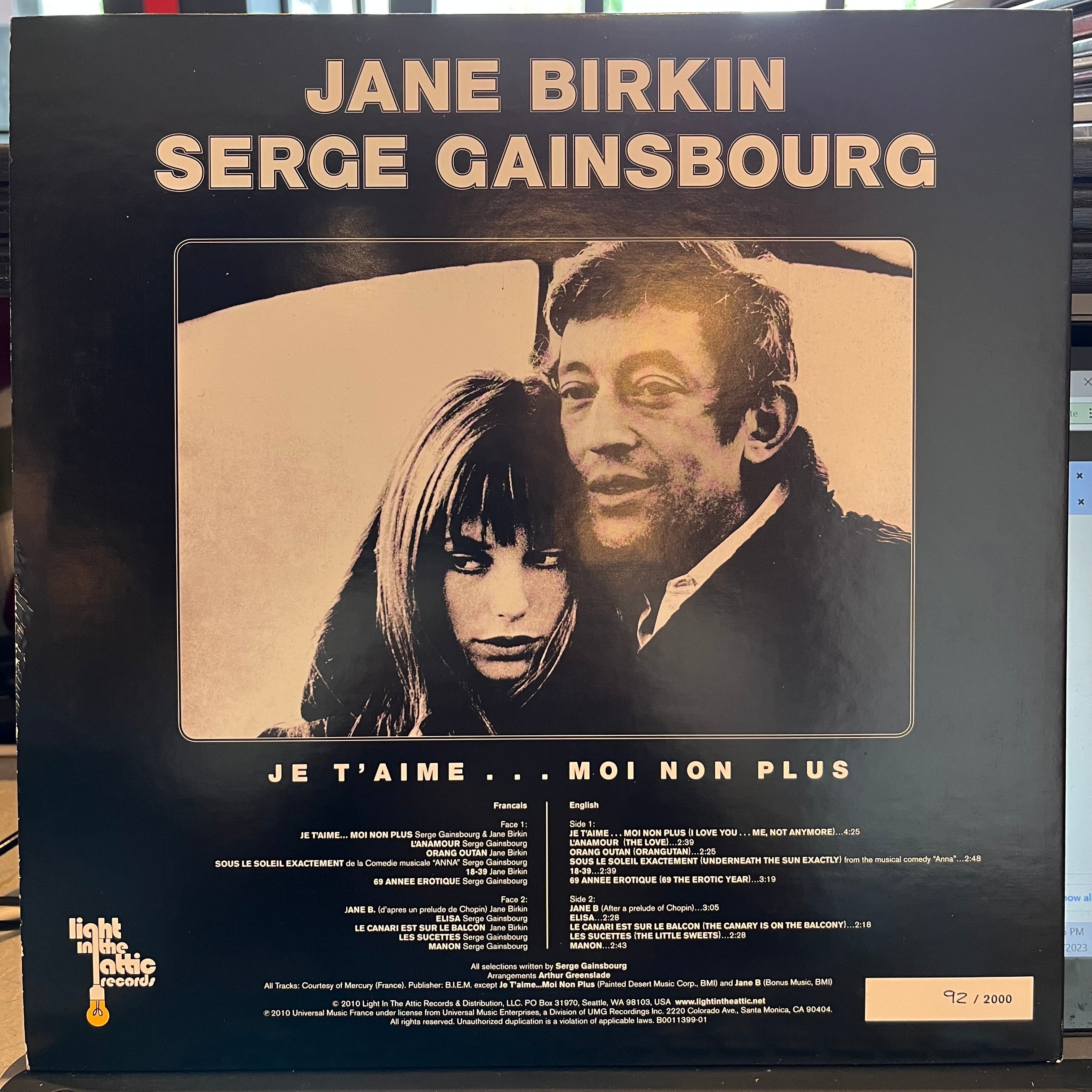 Serge Gainsbourg - Jane Birkin Serge Gainsbourg | Near Mint (NM) Near Mint (NM)