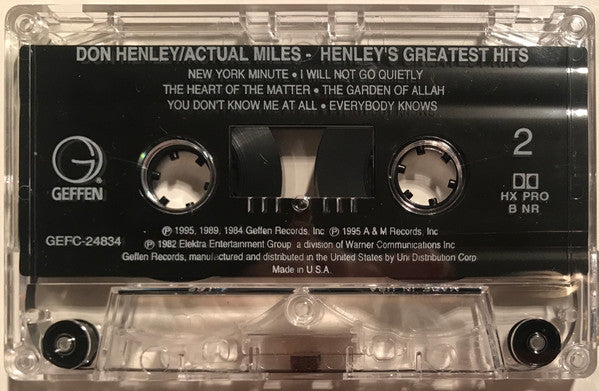 Don Henley - Actual Miles (Henley's Greatest Hits) *CASSETTE* | Near Mint (NM) Near Mint (NM)